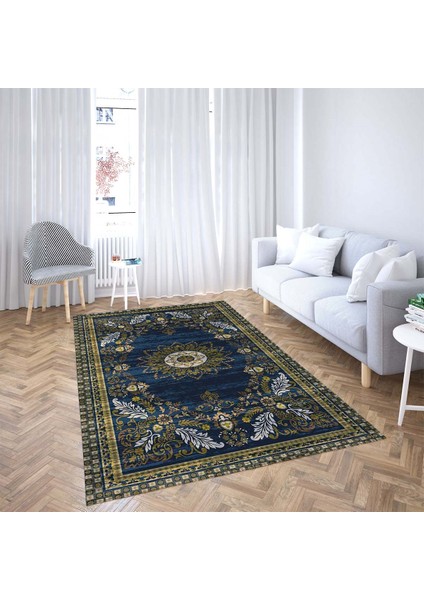 Osmanlı Motifler Desenli Etnik Dijital Baskı Yıkanabilir Kaymaz Taban Eskitme Salon Halı ve Yolluk fiyatları