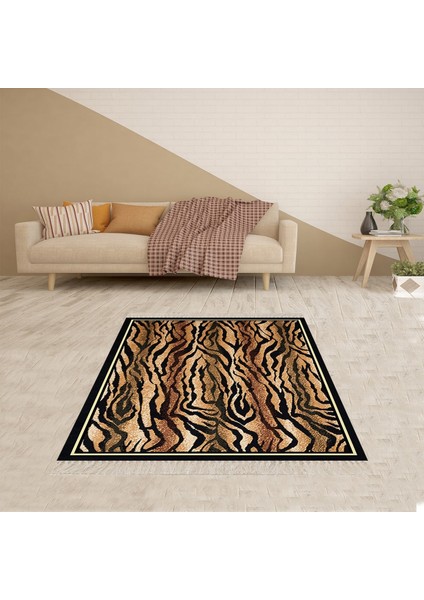 Leopar Desenli Dijital Baskı Yıkanabilir Kaymaz Taban Modern Salon Halısı ve Yolluk