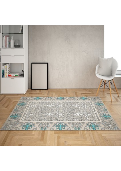 Osmanlı Motifler Desenli Dijital Baskı Yıkanabilir Kaymaz Taban Klasik Salon Halı ve Yolluk