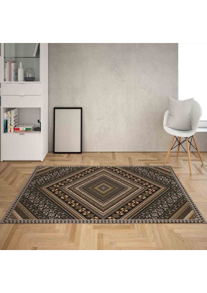 Kilim Desenli Etnik Dijital Baskı Yıkanabilir Kaymaz Taban Modern Salon Halı ve Yolluk