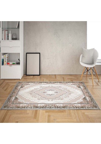 Osmanlı Motifler Desenli Etnik Dijital Baskı Yıkanabilir Kaymaz Taban Eskitme Salon Halısı