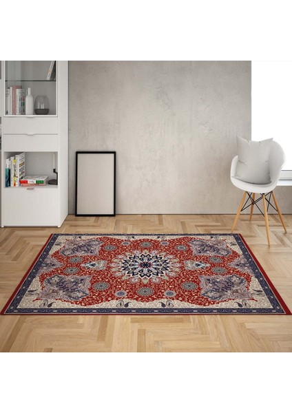 Osmanlı Motifler Desenli Dijital Baskı Yıkanabilir Kaymaz Taban Salon Halı ve Yolluk