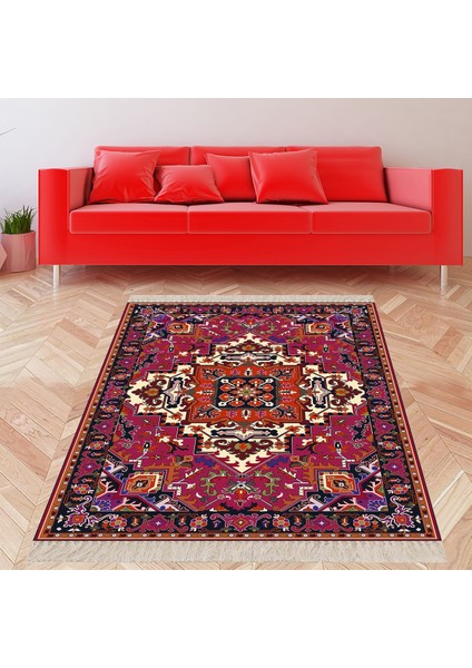 Kilim Desenli Renkli Dijital Baskı Yıkanabilir Kaymaz Taban Leke Tutmaz Etnik Salon Halısı ve Yolluk