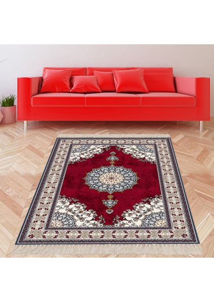 Osmanlı Motifler Desenli Dijital Baskı Yıkanabilir Kaymaz Taban Leke Tutmaz Etnik Salon Halısı