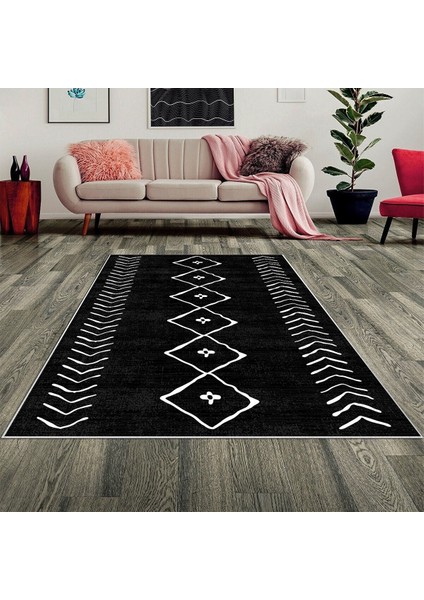 Çizgi Bohem Etnik Kilim Desen Dijital Baskı Yıkanabilir Kaymaz Taban Modern Salon Halısı ve Yolluk