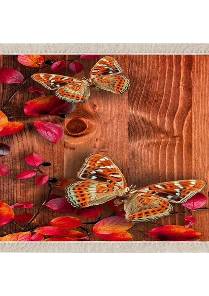 Kelebek Desenli Dijital Baskı Yıkanabilir Kaymaz Taban Vintage Salon Halı ve Yolluk fiyatları
