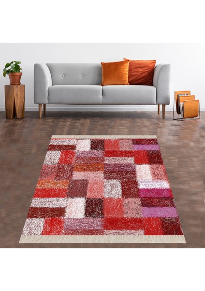 Geometrik Desenli Renk Geçişli Dijital Baskı Yıkanabilir Kaymaz Taban Modern Salon Halısı ve Yolluk