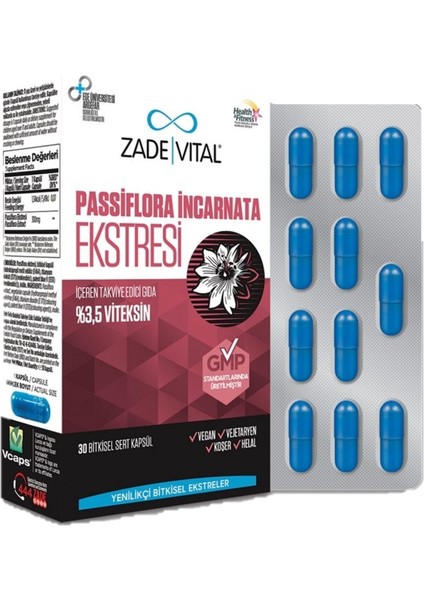 Passiflora Ekstresi Içeren Takviye Edici Gıda 30 Bitkisel Kapsül