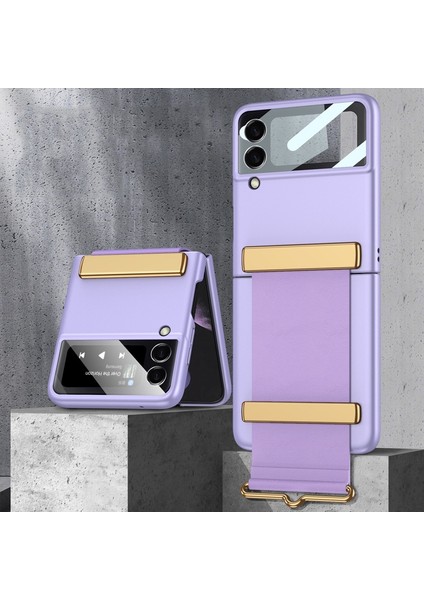 Gkk Ultra-Ince Bileklik Kılıf Samsung Galaxy Z Flip3 5g Için Mor