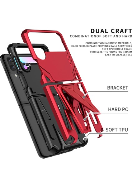 Samsung Galaxy Z Flip3 5g Için Pc + Tpu Darbeye Dayanıklı Kılıf Kırmızı