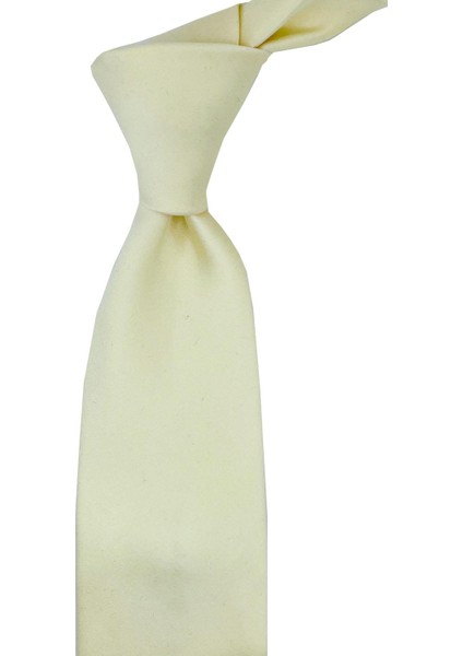 Krem Italyan Düz Ipek Kravat İK1310