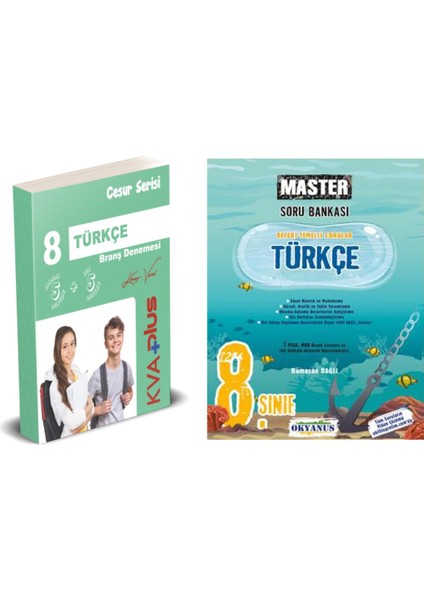 8.Sınıf Plus Yayınları Cesur Serisi Türkçe Deneme + Okyanus Yayınları Master Türkçe Soru Bankası