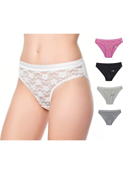 0725 Safir 6'lı Paket Dantelli Elastan Bayan Bikini Külot