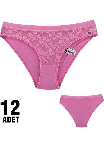 12'li Paket Tutku 0725 Safir Dantelli Bayan Elastan Bikini Külot