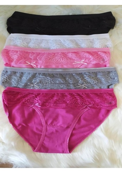 0736 Funda 6'lı Paket Dantelli Elastan Bayan Bikini Külot