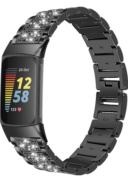 Fitbit Charge 5 Için Elmas Paslanmaz Çelik Kordonlu Saat Siyah (Yurt Dışından) fiyatları