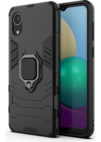 Galaxy A03 Core Için Halkalı Standlı Sert Pc + Yumuşak Tpu Telefon Kılıfı - Siyah (Yurt Dışından) fiyatları