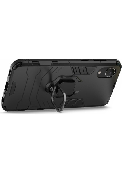 Galaxy A03 Core Için Halkalı Standlı Sert Pc + Yumuşak Tpu Telefon Kılıfı - Siyah (Yurt Dışından) modelleri