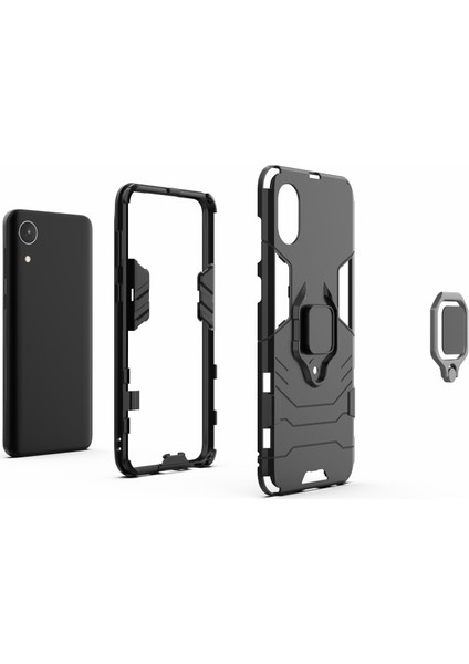 Galaxy A03 Core Için Halkalı Standlı Sert Pc + Yumuşak Tpu Telefon Kılıfı - Siyah (Yurt Dışından) indirimleri