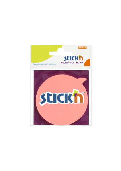 Stickn Die-Cut Notes Yapışkanlı Not Kağıdı - Neon Açık Pembe Konu