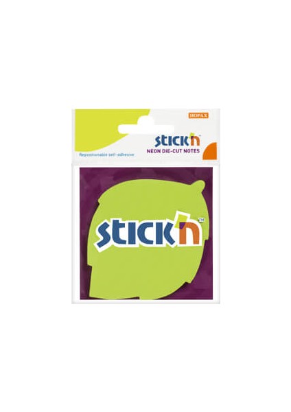 Stickn Die-Cut Notes Yapışkanlı Not Kağıdı - Neon Yeşil Yaprak