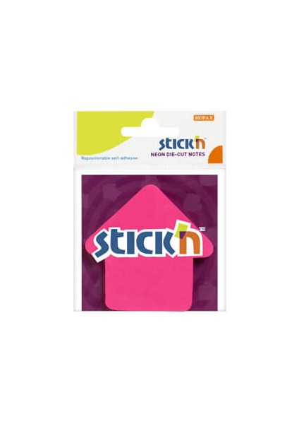 Stickn Die-Cut Notes Yapışkanlı Not Kağıdı - Neon Pembe Arrow