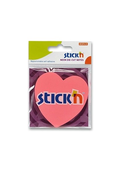 Stickn Die-Cut Notes Yapışkanlı Not Kağıdı - Neon Pembe Kalp
