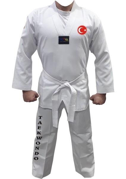 Kişiye Özel Isim Baskılı Taekwondo Elbisesi + Beyaz Kuşak & Tekvando Elbisesi & Taekwondo Dobok Çocuk ve Yetişkin