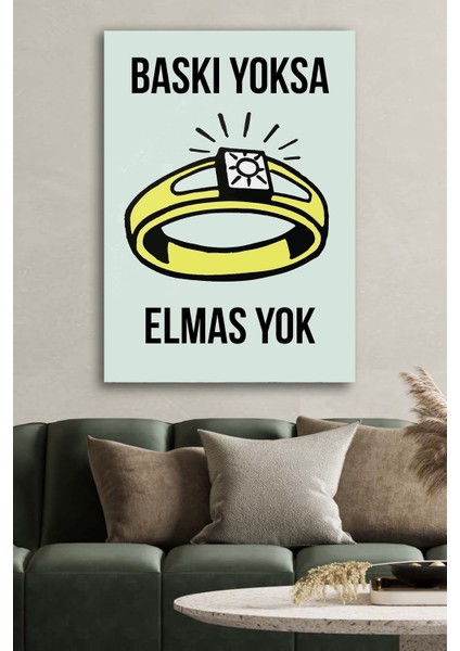 Kanvas Tablo Baskılı Motivasyon Baskı Yoksa Elmas Yok Ev Ofis Otel Makam Dekor Hediyelik Tablo