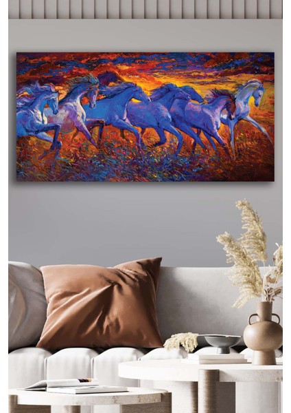 Kanvas Duvar Tablosu Baskılı Yağlıboya Soyut Renkler Atlar Ev Ofis Otel Dekor Hediyelik Tablo