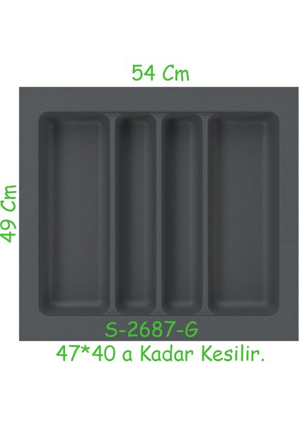 Starax S-2687-g Çekmece İçi Plastik Kepçelik Gri En:54-47 D:49-40 Arası Kesilir 4 Göz