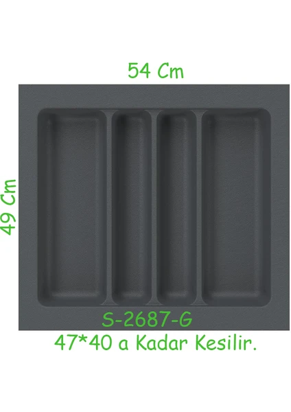 Starax S-2687-g Çekmece İçi Plastik Kepçelik Gri En:54-47 D:49-40 Arası Kesilir 4 Göz