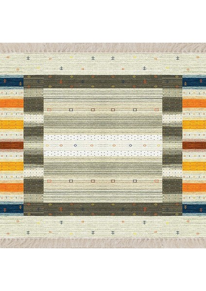 Kilim Desenli Etnik Dijital Baskı Yıkanabilir Kaymaz Taban Modern Salon Halı ve Yolluk