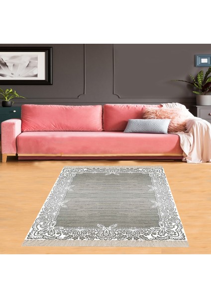 Nakış Desen Çerçeveli Dijital Baskı Yıkanabilir Kaymaz Taban Modern Salon Halısı ve Yolluk