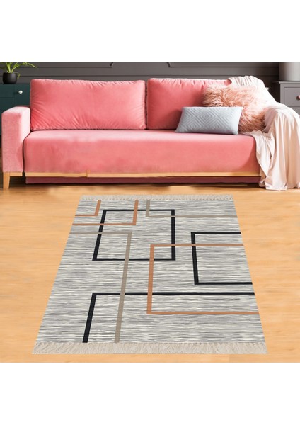 Geometrik Desenli Renkli Dijital Baskı Yıkanabilir Kaymaz Taban Modern Salon Halısı ve Yolluk