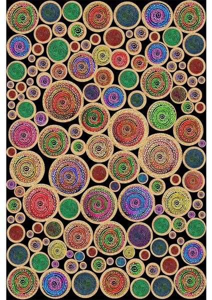 Jüt Hasır Kilim Görünümlü Dijital Baskılı Kaymaz Taban Yıkanabilir Modern Salon Halısı ve Yolluk