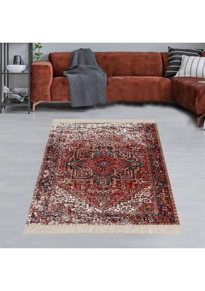 Eskitme Kilim Desenli Dijital Baskı Yıkanabilir Kaymaz Taban Vintage Salon Halısı ve Yolluk