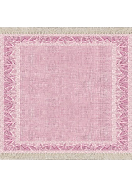 Nakış Desen Çerçeveli Dijital Baskı Yıkanabilir Kaymaz Taban Modern Salon Halısı ve Yolluk (Pembe) fiyatları