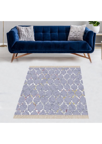 Geometrik Damla Desen Dijital Baskı Yıkanabilir Kaymaz Taban Modern Salon Halısı
