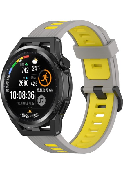 Huawei Saat Gt Runner Gri Sarı Silikon Kordonlu Band (Yurt Dışından)