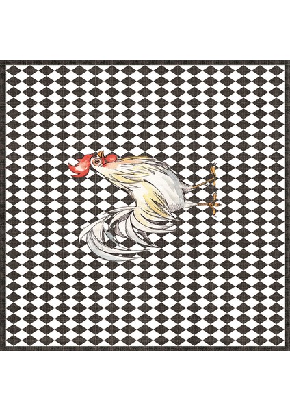 Horoz Karo Kitchen Desenli Dijital Baskı Yıkanabilir Kaymaz Taban Mutfak Halısı ve Yolluk
