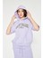 Serena - Kapüşonlu Kısa Kollu Lila Sweatshirt | 160519-1 1