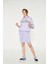 Serena - Kapüşonlu Kısa Kollu Lila Sweatshirt | 160519-1 2