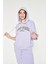 Serena - Kapüşonlu Kısa Kollu Lila Sweatshirt | 160519-1 3