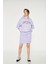 Serena - Kapüşonlu Kısa Kollu Lila Sweatshirt | 160519-1 5