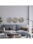 Çelenk Çiçekler Üçlü Metal Duvar Tablosu - 42X120, Altın Sarısı 1