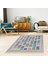 Geometrik Kare Blok Desenli Dijital Baskı Yıkanabilir Kaymaz Taban Modern Salon Halısı (Renkli) 1