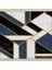 Geometrik Desenli Gold Şeritli Dijital Baskı Yıkanabilir Kaymaz Taban Modern Salon Halısı 2