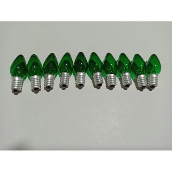 Hagiki (10 Adet) Yeşil Renkli E14 Mum Ampül Tuz Lambası ve Gece Lambası Ampulü Yeşil (10 Adet)