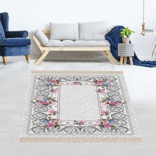 Bona Fortuna Çiçek Desenli Çiçekli Dijital Baskı Yıkanabilir Kaymaz Taban Salon Halısı ve Yolluk